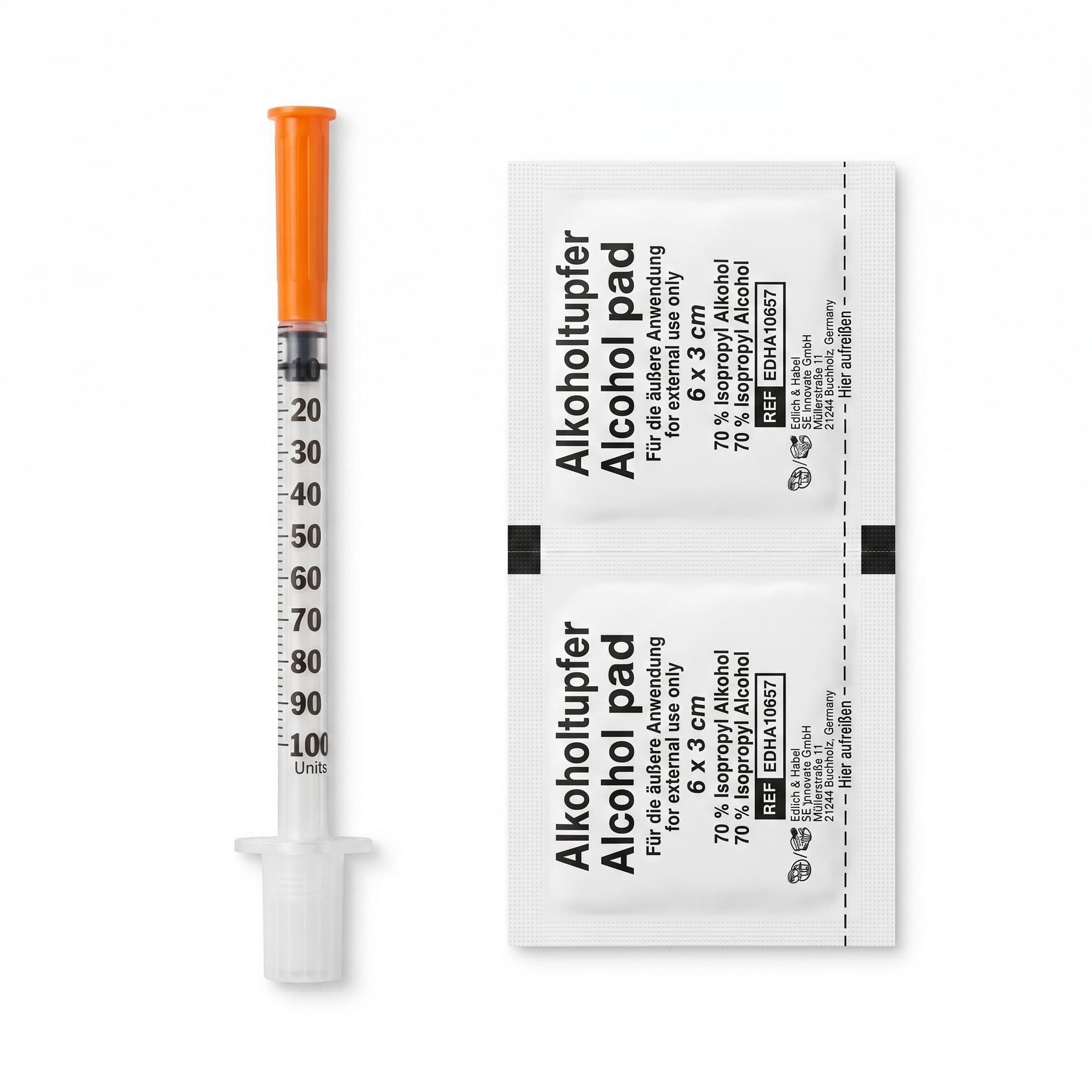 10er-Pack U-100 · 12,7mm · 1,0ml + Alkoholtupfer